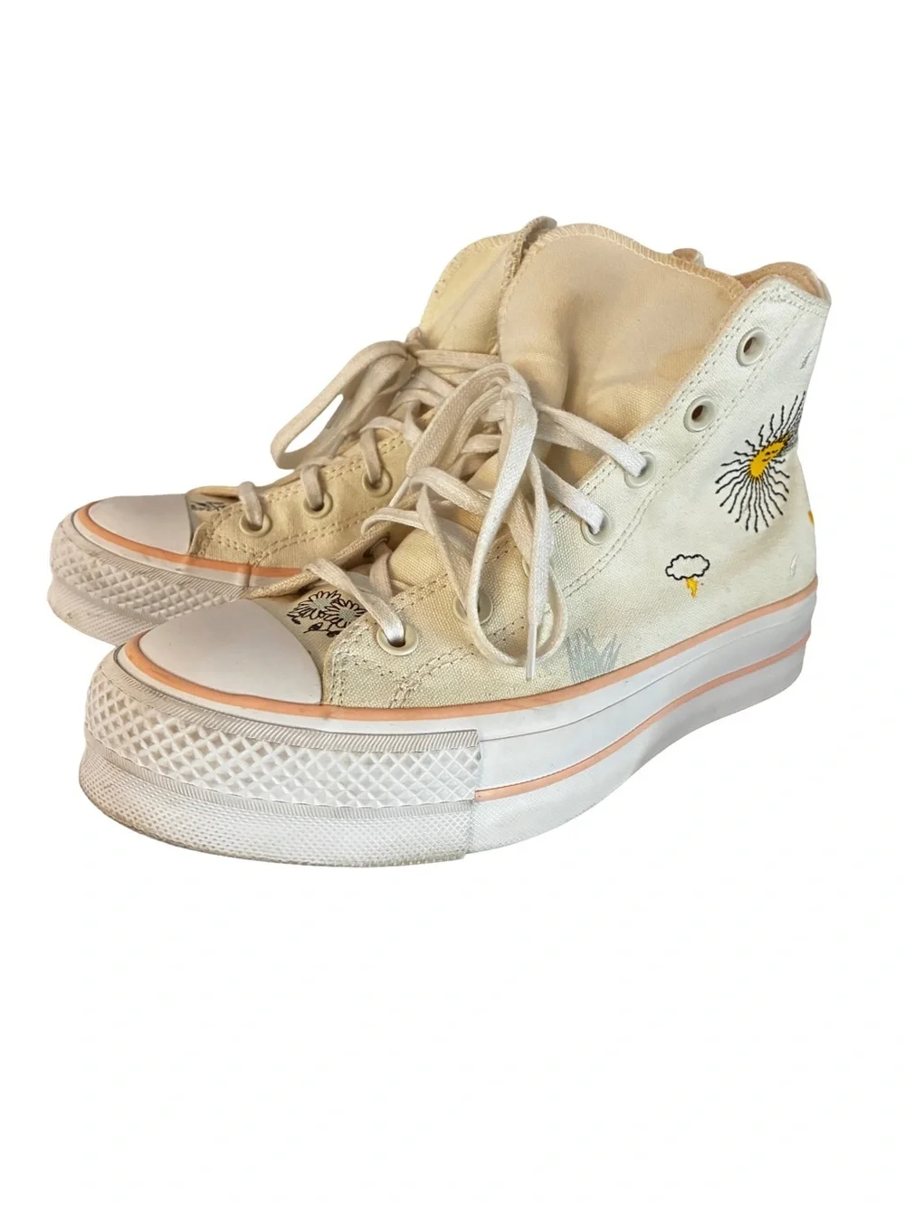 Converse Lift Platform Summer Florals Embroidered High Tops Women’s 8.5
